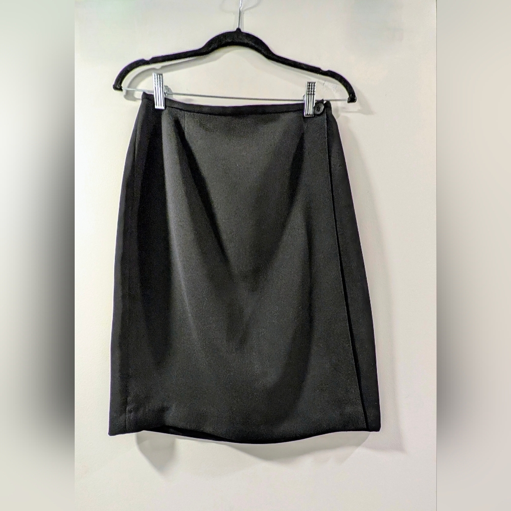 Liz Claiborne Vintage Black Knee-Length Wrap Style Pencil Skirt
